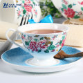 Große Kapazität Bone China Kaffeetasse und Untertasse Keramik Teetassen
